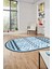3D Baskılı Kaymaz Yıkanabilir Şık Kilim Desen Oval Yolluk Halısı Salon Halısı O-Modern-68-Mavi 4