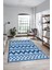 Kilim Desen Baskılı Kaymaz Taban Yıkanabilir Modern Yolluk Salon Halısı MODERN-105-MAVİ 1