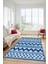 Kilim Desen Baskılı Kaymaz Taban Yıkanabilir Modern Yolluk Salon Halısı MODERN-105-MAVİ 5