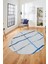 Şık Sade Modern Desenli Dijital Kaymaz Yıkanabilir Oval Yolluk Salon Halısı O-Modern-73-Mavi 5
