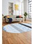 Sade Modern Kilim Desenli Dijital Kaymaz Yıkanabilir Oval Yolluk Salon Halısı O-Modern-75-Mavi 2