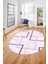 Sade Desen Modern Tasarım Dijital Kaymaz Yıkanabilir Oval Yolluk Salon Halısı O-Modern-80-Mor 4
