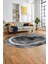 Baskılı Kaymaz Yıkanabilir Modern Mermer Desen Oval Yolluk Salon Halısı O-Modern-46-Gri 3