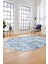 Sade Desen Modern Dijital Kaymaz Yıkanabilir Oval Yolluk Mutfak Salon Halısı O-Modern-89-Mavi 5