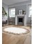 Baskılı Kaymaz Yıkanabilir Modern Sade Desen Oval Yolluk Salon Halısı O-Modern-48-Kahve 1