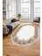 Baskılı Kaymaz Yıkanabilir Modern Sade Desen Oval Yolluk Salon Halısı O-Modern-48-Kahve 2