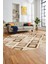Baskılı Kaymaz Yıkanabilir Baklava Desen Oval Yolluk Halısı Salon Halısı O-Modern-66-Kahve 2