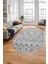 Baskılı Kaymaz Yıkanabilir Şık Kilim Desen Oval Yolluk Halısı Salon Halısı O-Modern-67-Gri 1