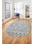 Baskılı Kaymaz Yıkanabilir Şık Kilim Desen Oval Yolluk Halısı Salon Halısı O-Modern-67-Gri 5