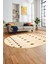 Baskılı Kaymaz Yıkanabilir Şık Kilim Desen Oval Yolluk Halısı Salon Halısı O-Modern-65-Krem 2