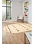 Baskılı Kaymaz Yıkanabilir Şık Kilim Desen Oval Yolluk Halısı Salon Halısı O-Modern-65-Krem 4