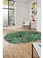Yaprak Desen Baskılı Kaymaz Taban Yıkanabilir Modern Oval Yolluk Salon Halısı O-MODERN-100-YEŞİL 2
