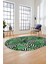 Yaprak Desen Baskılı Kaymaz Taban Yıkanabilir Modern Oval Yolluk Salon Halısı O-MODERN-100-YEŞİL 4