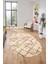 Baskılı Kaymaz Yıkanabilir Kilim Desen Oval Yolluk Mutfak Halısı Salon Halısı O-Modern-57-Bej 4