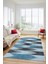 Renkli Desen Baskılı Kaymaz Taban Yıkanabilir Modern Yolluk Salon Halısı MODERN-104-MAVİ 5
