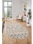 Baskılı Kaymaz Yıkanabilir Şık Kilim Desen Oval Yolluk Halısı Salon Halısı O-Modern-67-Bej 3
