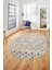 Baskılı Kaymaz Yıkanabilir Şık Kilim Desen Oval Yolluk Halısı Salon Halısı O-Modern-67-Bej 5