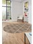 Sade Desenli Baskılı Kaymaz Taban Yıkanabilir Oval Yolluk Salon Halısı O-MODERN-116-KAHVE 1