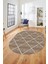 Sade Desenli Baskılı Kaymaz Taban Yıkanabilir Oval Yolluk Salon Halısı O-MODERN-116-KAHVE 2