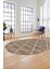 Sade Desenli Baskılı Kaymaz Taban Yıkanabilir Oval Yolluk Salon Halısı O-MODERN-116-KAHVE 3