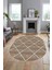 Sade Desenli Baskılı Kaymaz Taban Yıkanabilir Oval Yolluk Salon Halısı O-MODERN-116-KAHVE 4