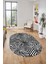 Yaprak Desen Baskılı Kaymaz Taban Yıkanabilir Modern Oval Yolluk Salon Halısı O-MODERN-100-GRİ 1