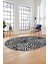 Yaprak Desen Baskılı Kaymaz Taban Yıkanabilir Modern Oval Yolluk Salon Halısı O-MODERN-100-GRİ 4