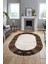 Etnik Baskılı Kaymaz Taban Yıkanabilir Oval Yolluk Mutfak Salon Halısı O-MODERN-119-KAHVE 4