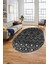 Baskılı Kaymaz Yıkanabilir Şık Kilim Desen Oval Yolluk Halısı Salon Halısı O-Modern-67-Antrasit 1