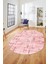 Sade Desen Modern Dijital Kaymaz Yıkanabilir Oval Yolluk Mutfak Salon Halısı O-Modern-89-Pembe 4