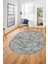 Sade Desenli Baskılı Kaymaz Taban Yıkanabilir Oval Yolluk Salon Halısı O-MODERN-117-GRİ 2