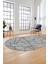 Sade Desenli Baskılı Kaymaz Taban Yıkanabilir Oval Yolluk Salon Halısı O-MODERN-117-GRİ 3