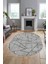 Sade Desenli Baskılı Kaymaz Taban Yıkanabilir Oval Yolluk Salon Halısı O-MODERN-117-GRİ 4