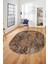 Modern Desen Dijital Kaymaz Yıkanabilir Oval Yolluk Mutfak Salon Halısı O-Modern-90-Kahve 4