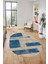 Baskılı Kaymaz Taban Yıkanabilir Modern Oval Yolluk Mutfak Salon Halısı O-Modern-93-Mavi 1