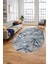 3D Baskılı Kaymaz Yıkanabilir Modern Oval Yolluk Koridor Mutfak Salon Halısı O-Modern-39-Mavi 3