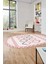 Kilim Desen Modern Tasarım Dijital Kaymaz Yıkanabilir Oval Yolluk Salon Halısı O-Modern-81-Pembe 3