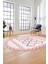 Kilim Desen Modern Tasarım Dijital Kaymaz Yıkanabilir Oval Yolluk Salon Halısı O-Modern-81-Pembe 5
