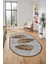 Baskılı Kaymaz Yıkanabilir Modern Yaprak Desen Oval Yolluk Mutfak Salon Halısı O-Modern-41-Kahve 5