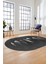 Yaprak Desenli Baskılı Kaymaz Taban Yıkanabilir Oval Yolluk Salon Halısı O-MODERN-115-ANTRASİT 3