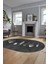 Yaprak Desenli Baskılı Kaymaz Taban Yıkanabilir Oval Yolluk Salon Halısı O-MODERN-115-ANTRASİT 5