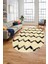 Modern Çizgili Zik Zak Desenli Dijital Kaymaz Yıkanabilir Oval Yolluk Salon Halısı O-Modern-71-Krem 1