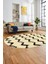 Modern Çizgili Zik Zak Desenli Dijital Kaymaz Yıkanabilir Oval Yolluk Salon Halısı O-Modern-71-Krem 2