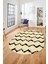 Modern Çizgili Zik Zak Desenli Dijital Kaymaz Yıkanabilir Oval Yolluk Salon Halısı O-Modern-71-Krem 5