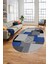 Baskılı Kaymaz Yıkanabilir Oval Koridor Halısı Mutfak Halısı Salon Halısı O-Modern-47-Mavi 2