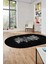 Baskılı Kaymaz Yıkanabilir Modern Yaprak Desen Oval Yolluk Salon Halısı O-Modern-50-Antrasit 5