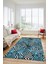 Yaprak Desen Baskılı Kaymaz Taban Yıkanabilir Modern Yolluk Salon Halısı MODERN-100-MAVİ 5
