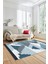 Özel Tasarım Modern Desenli Dijital Kaymaz Yıkanabilir Yolluk Mutfak Salon Halısı Modern-11-Mavi 4