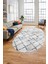 Baskılı Kaymaz Yıkanabilir Kilim Desen Oval Yolluk Mutfak Halısı Salon Halısı O-Modern-57-Gri 2