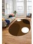 Baskılı Kaymaz Yıkanabilir Oval Koridor Halısı Mutfak Halısı Salon Halısı O-Modern-52-Kahve 2